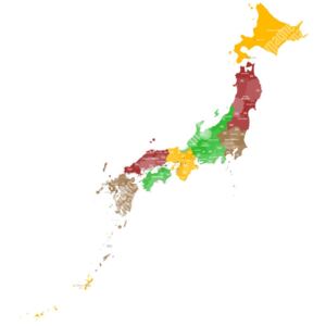 Magnetická mapa Japonska, administrativní, barevná (samolepící feretická fólie) 66 x 73 cm