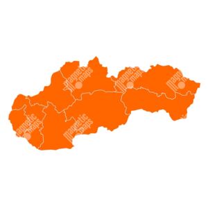 Magnetická mapa Slovenska, ilustrovaná, oranžová (samolepící feretická fólie) 83 x 66 cm
