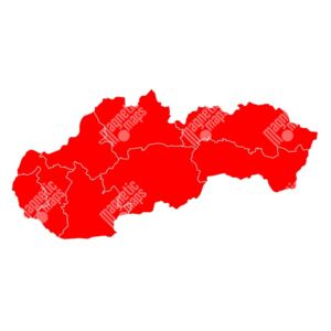 Magnetická mapa Slovenska, ilustrovaná, červená (samolepící feretická fólie) 83 x 66 cm