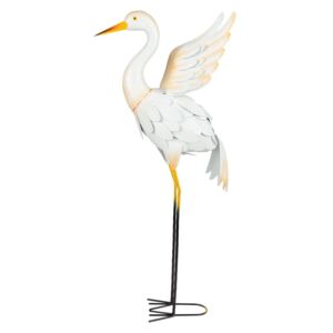 MELINERA® Kovový dekorativní pták (bílá volavka)