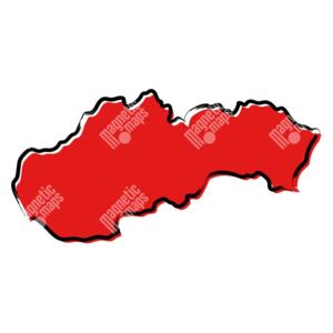 Magnetická mapa Slovenska, ilustrovaná, červená (samolepící feretická fólie) 105 x 66 cm