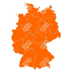 Magnetická mapa Německa, ilustrovaná, oranžová (samolepící feretická fólie) 66 x 83 cm