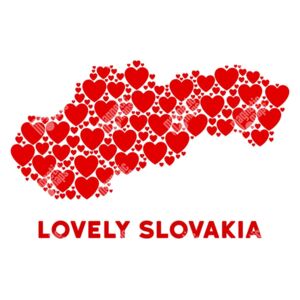 Magnetická mapa Slovenska, ilustrovaná, červená (samolepící feretická fólie) 99 x 66 cm