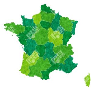 Magnetická mapa Francie, ilustrovaná, zeleno-žlutá (samolepící feretická fólie) 67 x 66 cm