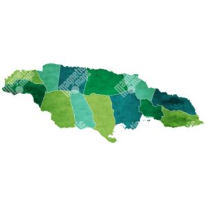 Magnetická mapa Jamaiky, ilustrovaná, zelená (samolepící feretická fólie) 66 x 66 cm