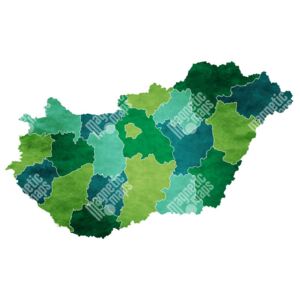 Magnetická mapa Maďarska, ilustrovaná, zelená (samolepící feretická fólie) 66 x 66 cm