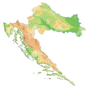 Magnetická mapa Chorvatska, geografická, barevná (samolepící feretická fólie) 71 x 66 cm