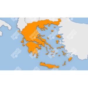 Magnetická mapa Řecka, ilustrovaná, oranžová (samolepící feretická fólie) 110 x 66 cm