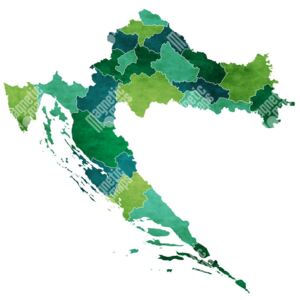 Magnetická mapa Chorvatska, ilustrovaná, zelená (samolepící feretická fólie) 66 x 66 cm