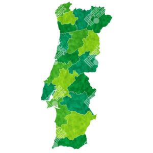 Magnetická mapa Portugalska, ilustrovaná, zeleno-žlutá (samolepící feretická fólie) 66 x 67 cm