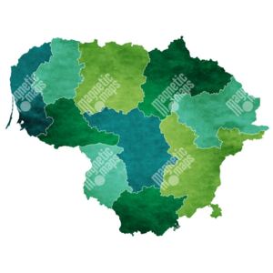 Magnetická mapa Litvy, ilustrovaná, zelená (samolepící feretická fólie) 67 x 66 cm
