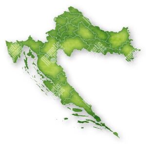 Magnetická mapa Chorvatska, ilustrovaná, zelená (samolepící feretická fólie) 67 x 66 cm