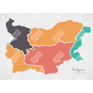 Magnetická mapa Bulharska, ilustrovaná, barevná (samolepící feretická fólie) 95 x 66 cm