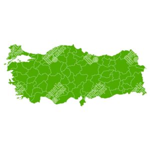 Magnetická mapa Turecka, ilustrovaná, zelená (samolepící feretická fólie) 66 x 66 cm