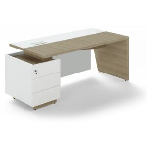 Stůl Trevix 200,5 x 90 cm + levý kontejner dub pískový / bílá