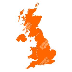 Magnetická mapa Velké Británie, ilustrovaná, oranžová (samolepící feretická fólie) 66 x 83 cm