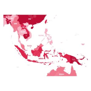 Magnetická mapa Jihovýchodní Asie, vektorová, černá (samolepící feretická fólie) 89 x 66 cm