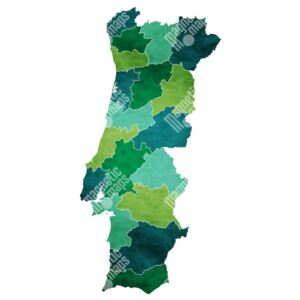 Magnetická mapa Portugalska, ilustrovaná, zeleno-modrá (samolepící feretická fólie) 66 x 66 cm