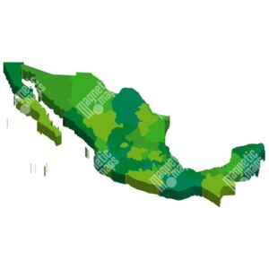 Magnetická mapa Mexika, ilustrovaná, zelená (samolepící feretická fólie) 66 x 66 cm