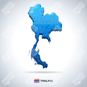 Magnetická mapa Thajska, ilustrovaná, modrá (samolepící feretická fólie) 66 x 66 cm