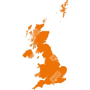 Magnetická mapa Velké Británie, ilustrovaná, oranžová (samolepící feretická fólie) 66 x 128 cm