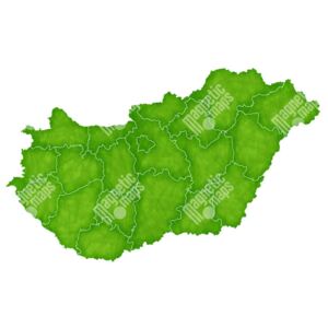 Magnetická mapa Maďarska, ilustrovaná, zelená (samolepící feretická fólie) 66 x 66 cm