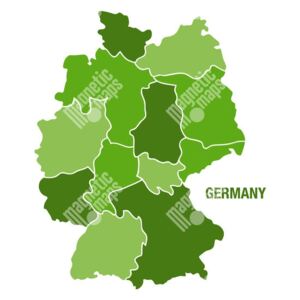 Magnetická mapa Německa, ilustrovaná, zelená (samolepící feretická fólie) 83 x 66 cm