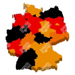 Magnetická mapa Německa, ilustrovaná, barevná (samolepící feretická fólie) 66 x 66 cm