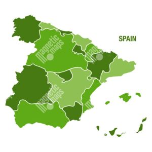 Magnetická mapa Španělska, ilustrovaná, zelená (samolepící feretická fólie) 83 x 66 cm