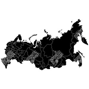 Magnetická mapa Ruska, ilustrovaná, černá (samolepící feretická fólie) 66 x 66 cm