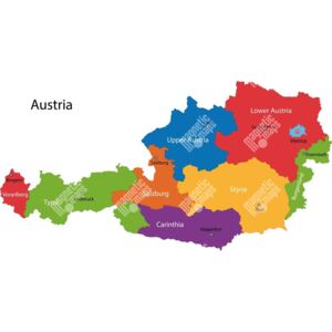 Magnetická mapa Rakouska, ilustrovaná, barevná (samolepící feretická fólie) 129 x 66 cm