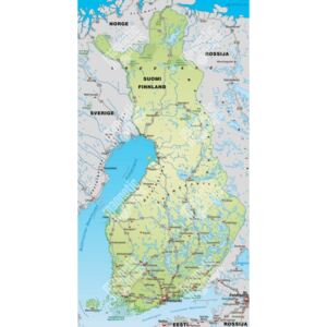 Magnetická mapa Finska, detailní, zelená (samolepící feretická fólie) 66 x 126 cm