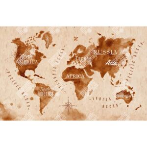 Magnetická mapa Světa, ilustrovaná, retro (samolepící feretická fólie) 103 x 66 cm