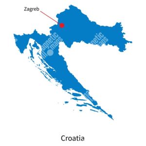 Magnetická mapa Chorvatska, ilustrovaná, modrá (samolepící feretická fólie) 66 x 66 cm