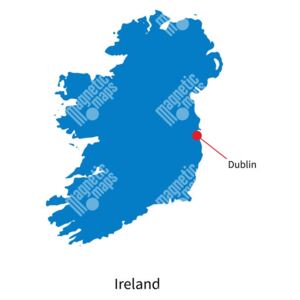 Magnetická mapa Irska, ilustrovaná, modrá (samolepící feretická fólie) 66 x 66 cm