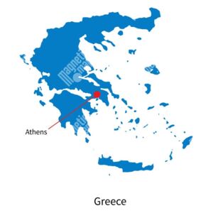 Magnetická mapa Řecka, ilustrovaná, modrá (samolepící feretická fólie) 66 x 66 cm