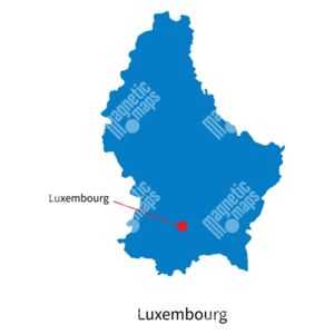 Magnetická mapa Luxembourgu, ilustrovaná, modrá (samolepící feretická fólie) 66 x 66 cm