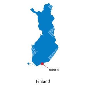Magnetická mapa Finska, ilustrovaná, modrá (samolepící feretická fólie) 66 x 66 cm