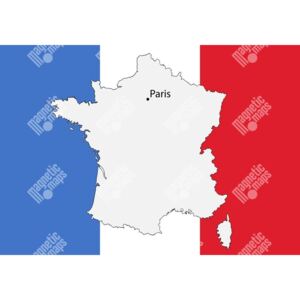 Magnetická mapa Francie, ilustrovaná, barevná (samolepící feretická fólie) 95 x 66 cm