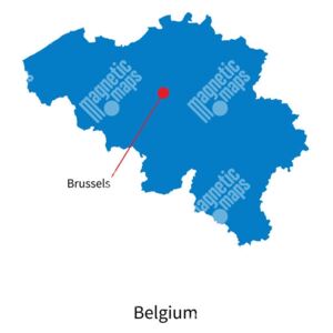 Magnetická mapa Belgie, ilustrovaná, modrá (samolepící feretická fólie) 66 x 66 cm
