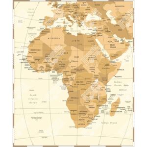 Magnetická mapa Afriky, vintage, hnědá (samolepící feretická fólie) 66 x 80 cm