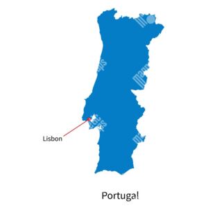 Magnetická mapa Portugalska, ilustrovaná, modrá (samolepící feretická fólie) 66 x 66 cm