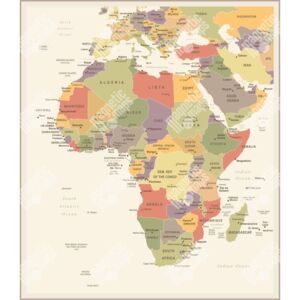 Magnetická mapa Afriky, vintage, detailní (samolepící feretická fólie) 66 x 77 cm