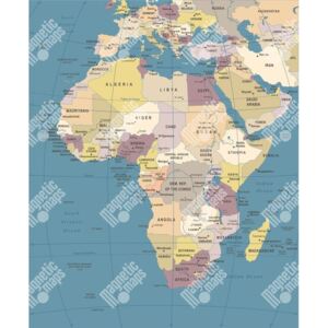 Magnetická mapa Afriky, vintage, barevná (samolepící feretická fólie) 66 x 81 cm
