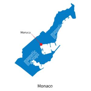 Magnetická mapa Monaka, ilustrovaná, modrá (samolepící feretická fólie) 66 x 66 cm