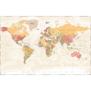 Magnetická mapa Světa, vintage, barevná (samolepící feretická fólie) 103 x 66 cm