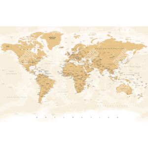Magnetická mapa Světa, vintage, detailní (samolepící feretická fólie) 103 x 66 cm