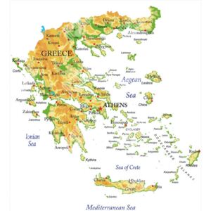 Magnetická mapa Řecka, geografická, reliéfní (samolepící feretická fólie) 66 x 74 cm
