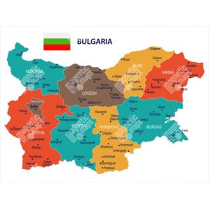 Magnetická mapa Bulharska, ilustrovaná, detailní (samolepící feretická fólie) 89 x 66 cm