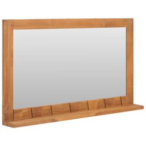 Nástěnné zrcadlo Pineland s policí - masivní teakové dřevo | 100 x 12 x 60 cm